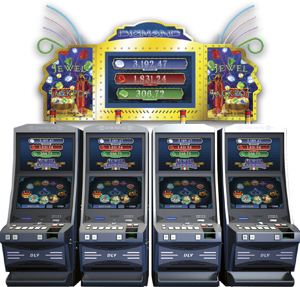 Jewel Jackpot with machines and sign